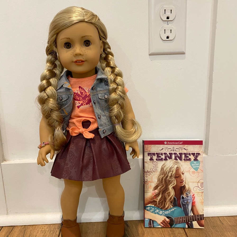 American Girl Doll with Blonde Hair and Denim Vest